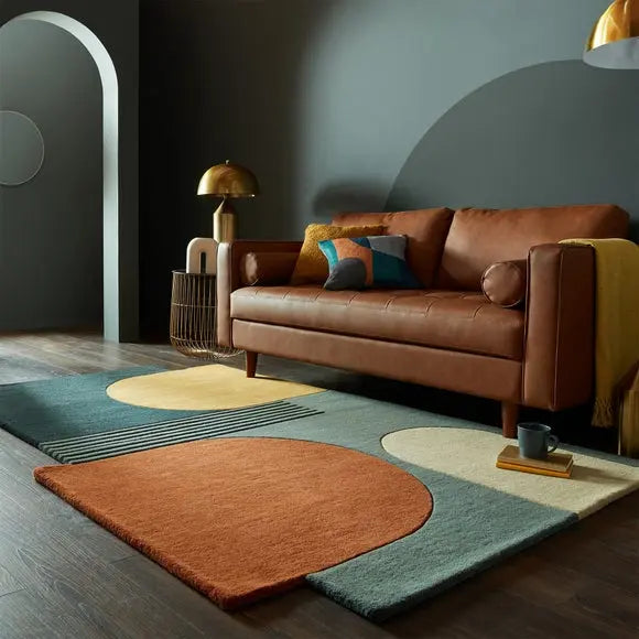 Lozenge Abstract Wool Rug Dunelm