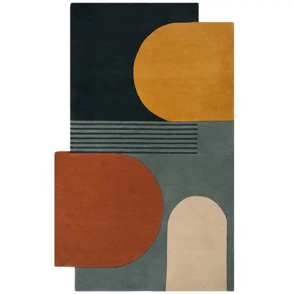 Lozenge Abstract Wool Rug Dunelm
