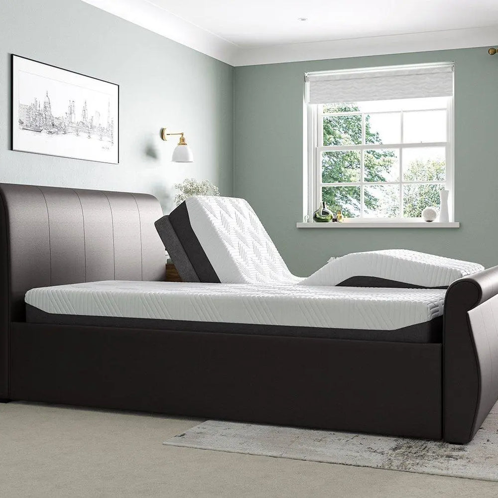 Lucia Sleepmotion 200 u&i Adjustable Upholstered Bed Frame - Brown Dreams