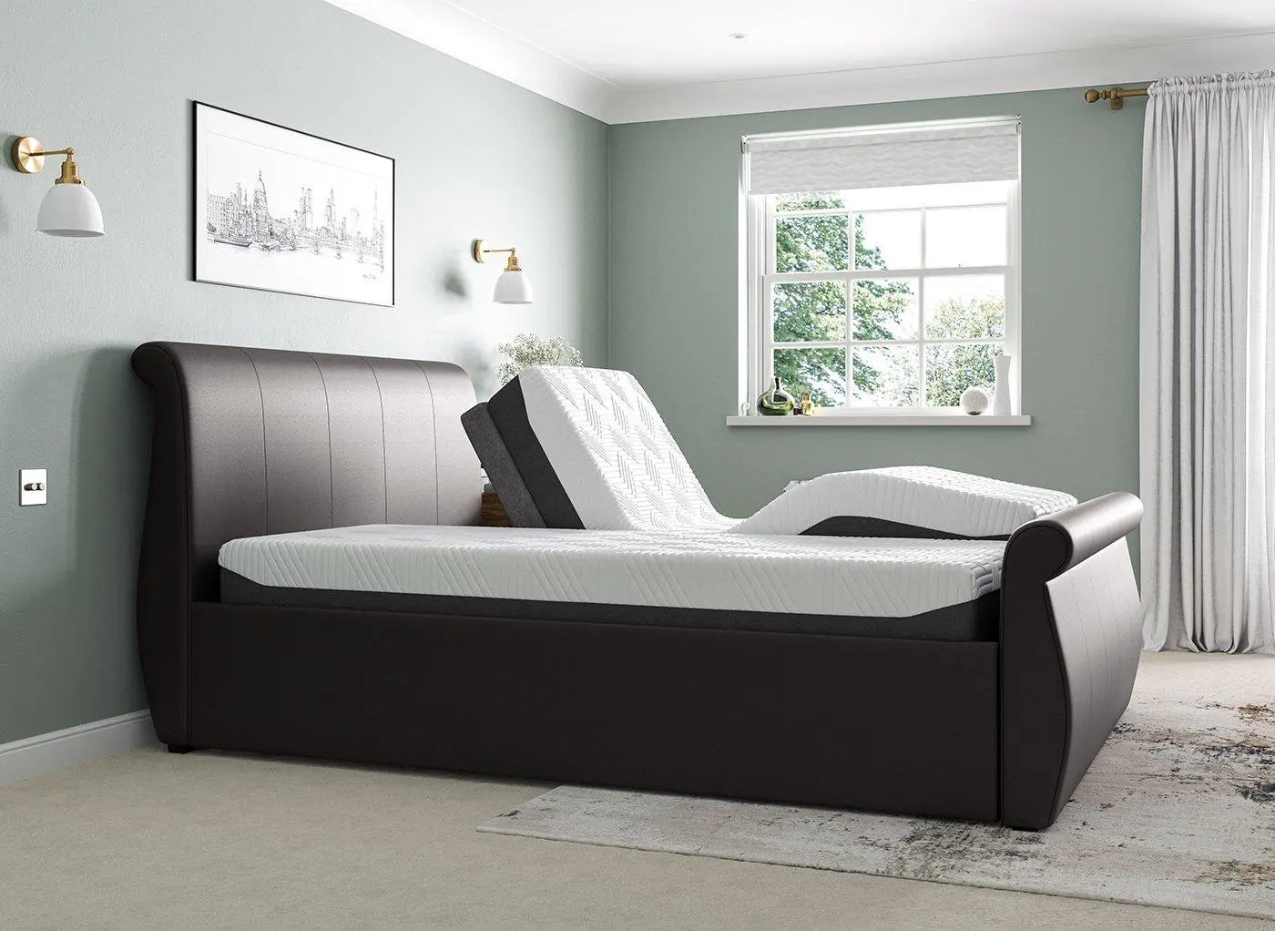 Lucia Sleepmotion 200 u&i Adjustable Upholstered Bed Frame - Brown Dreams