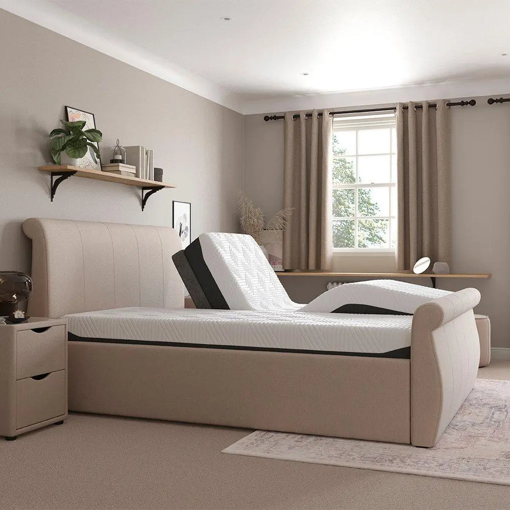Lucia Sleepmotion 200 u&i Adjustable Upholstered Bed Frame - Cream Dreams