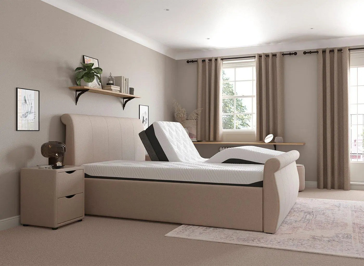 Lucia Sleepmotion 200 u&i Adjustable Upholstered Bed Frame - Cream Dreams