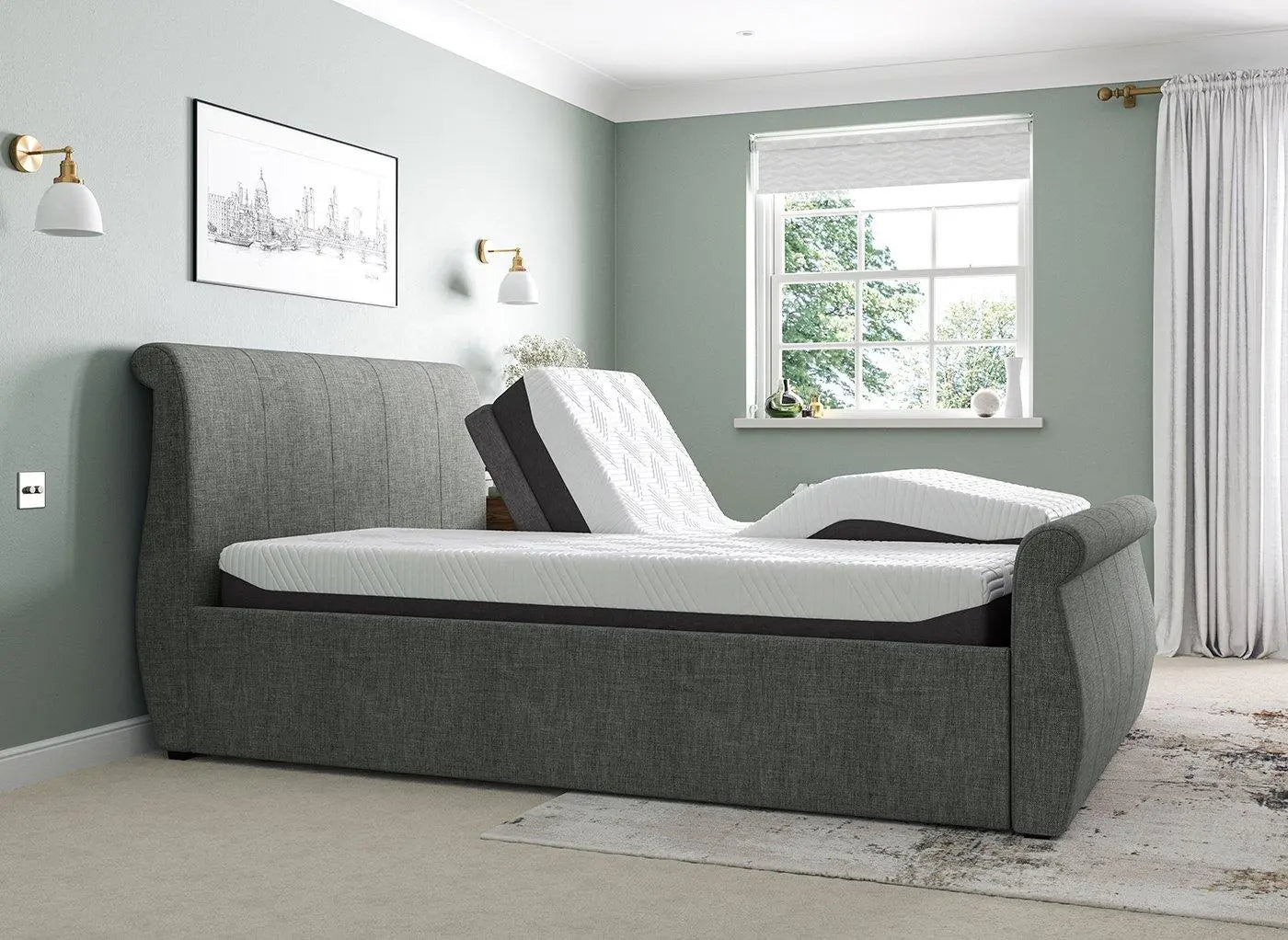 Lucia Sleepmotion 200 u&i Adjustable Upholstered Bed Frame - Grey Dreams