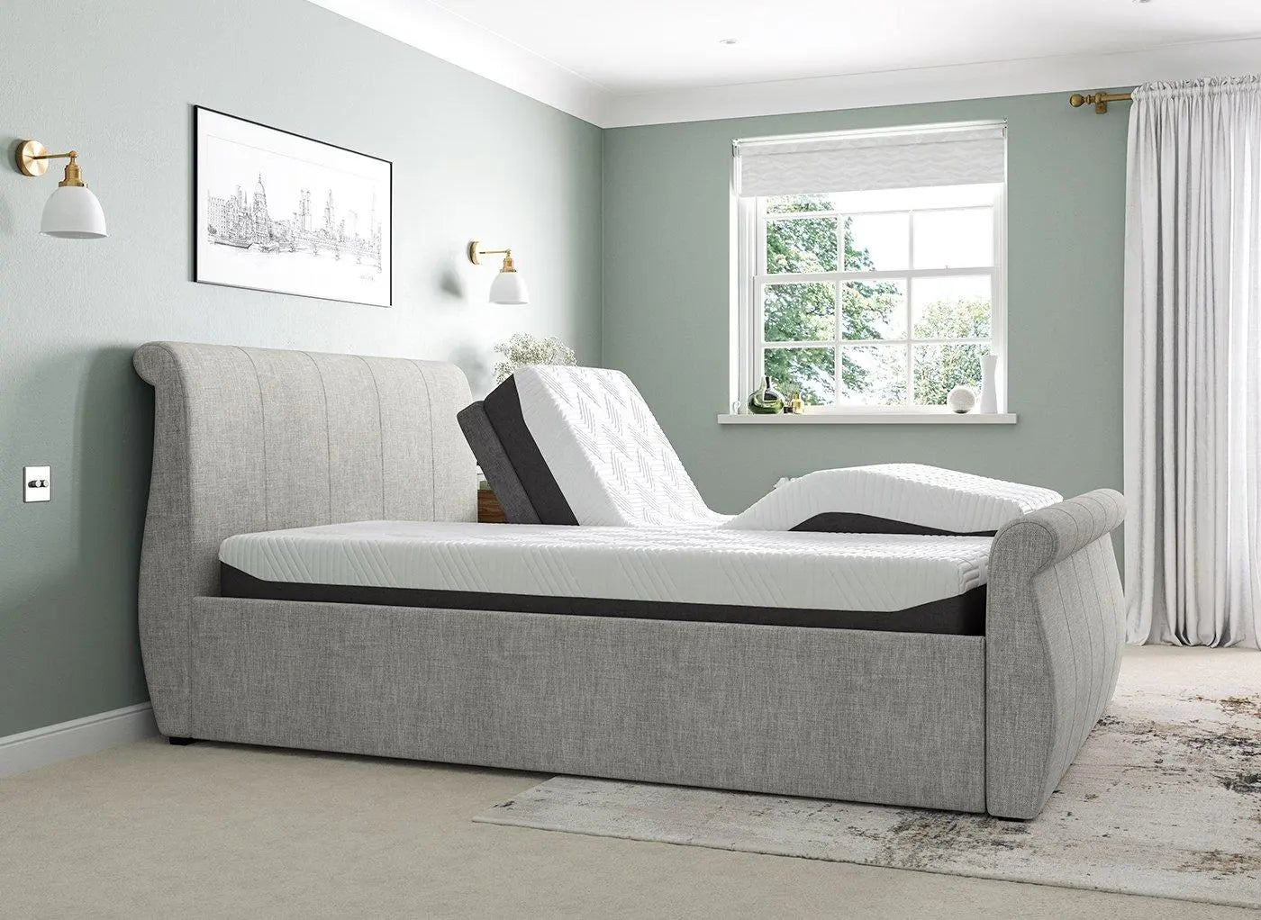 Lucia Sleepmotion 200 u&i Adjustable Upholstered Bed Frame - Silver Dreams