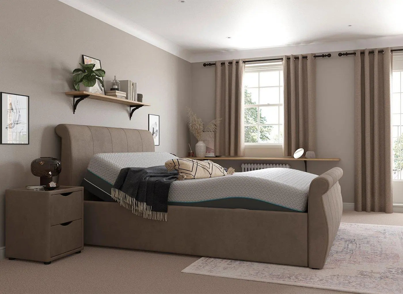 Lucia Sleepmotion 200i Adjustable Upholstered Bed Frame - Beige Dreams