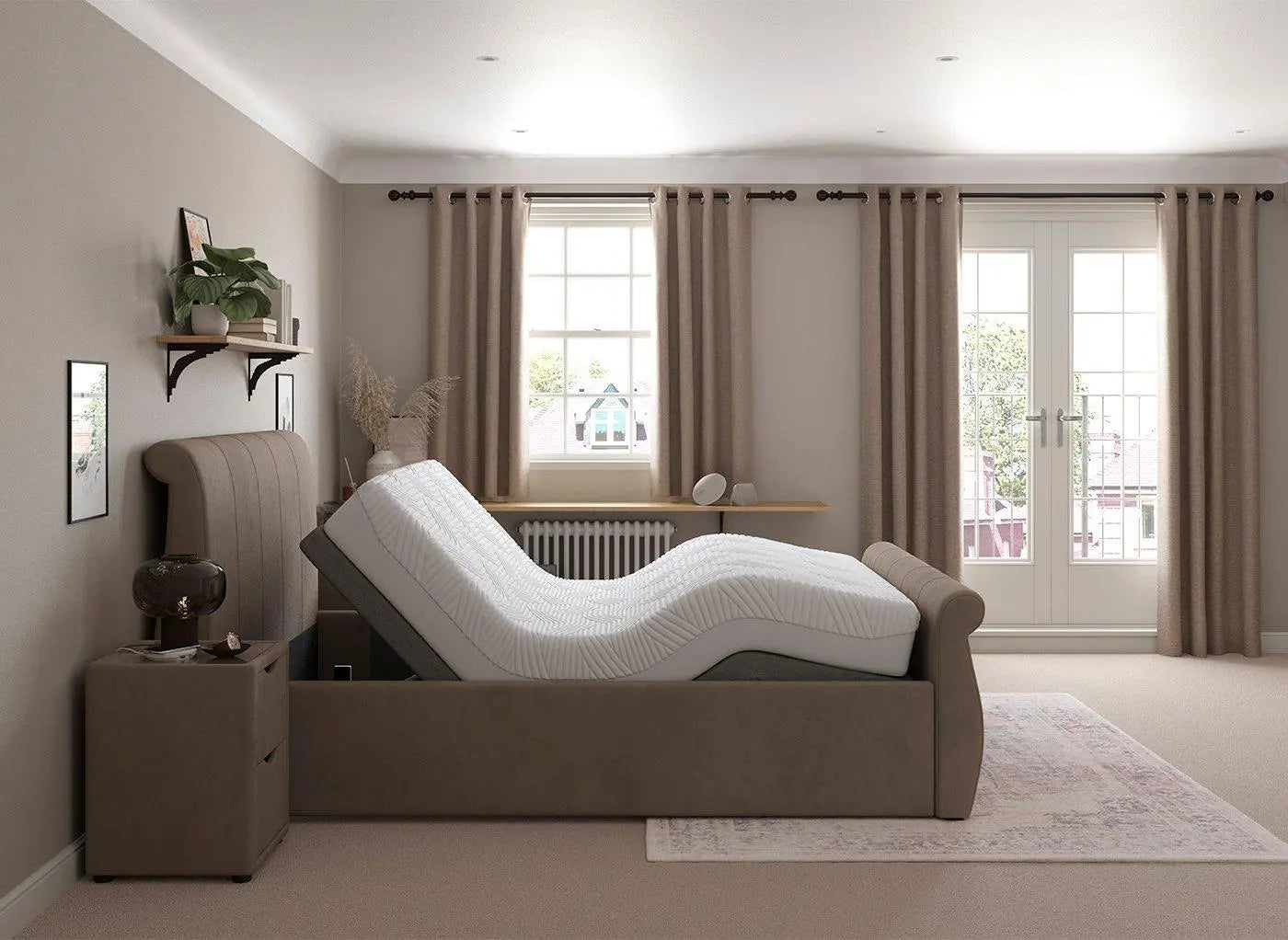 Lucia Sleepmotion 400i Adjustable Upholstered Bed Frame - Beige Dreams