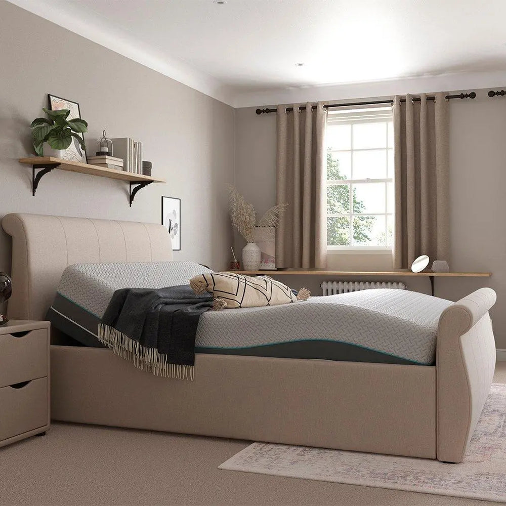 Lucia Sleepmotion Small 200i Adjustable Upholstered Bed Frame - Cream Dreams