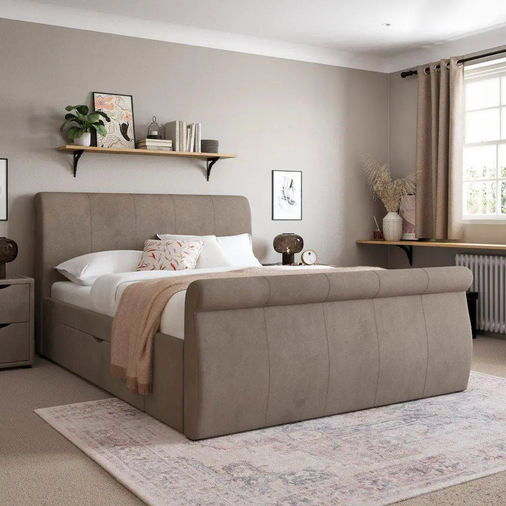 Lucia Upholstered Bed Frame - Beige Dreams