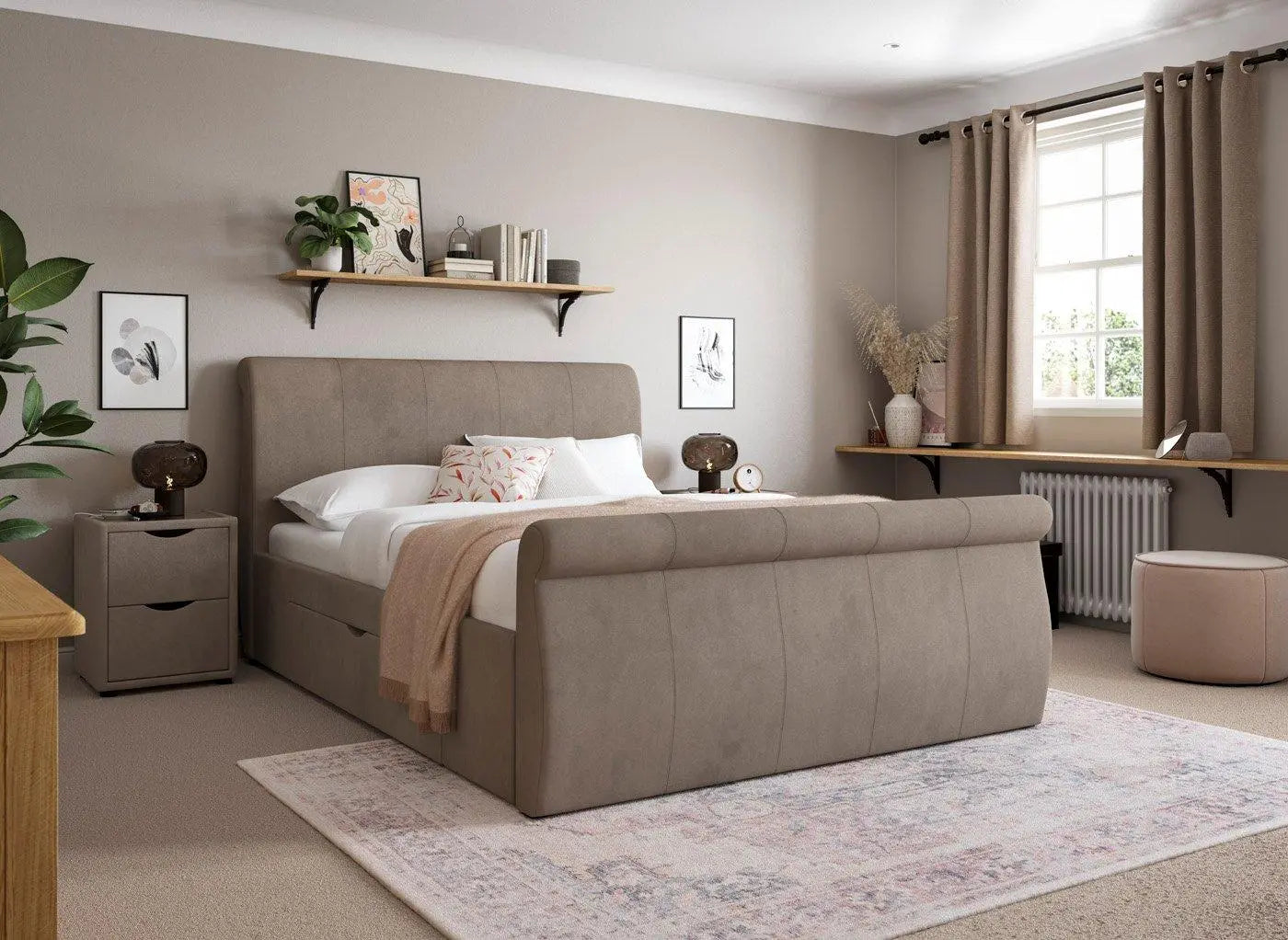 Lucia Upholstered Bed Frame - Beige Dreams