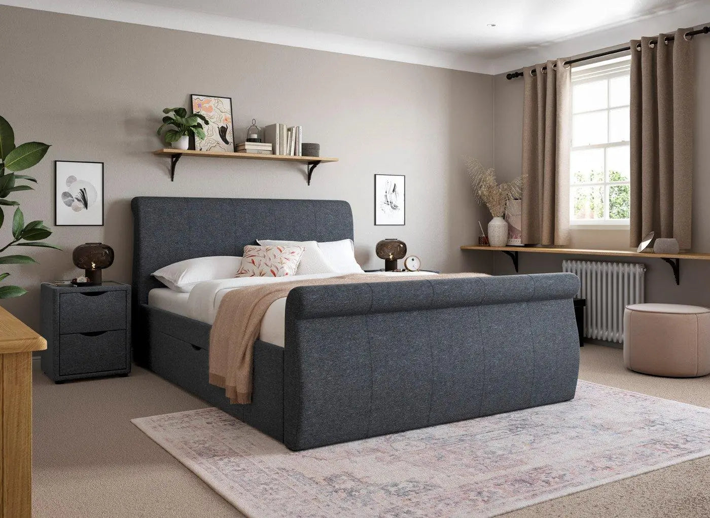 Lucia Upholstered Bed Frame - Blue Dreams