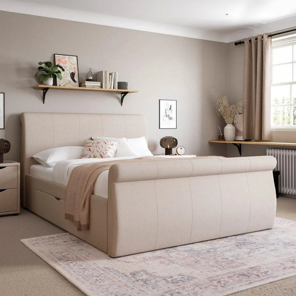 Lucia Upholstered Bed Frame - Cream Dreams
