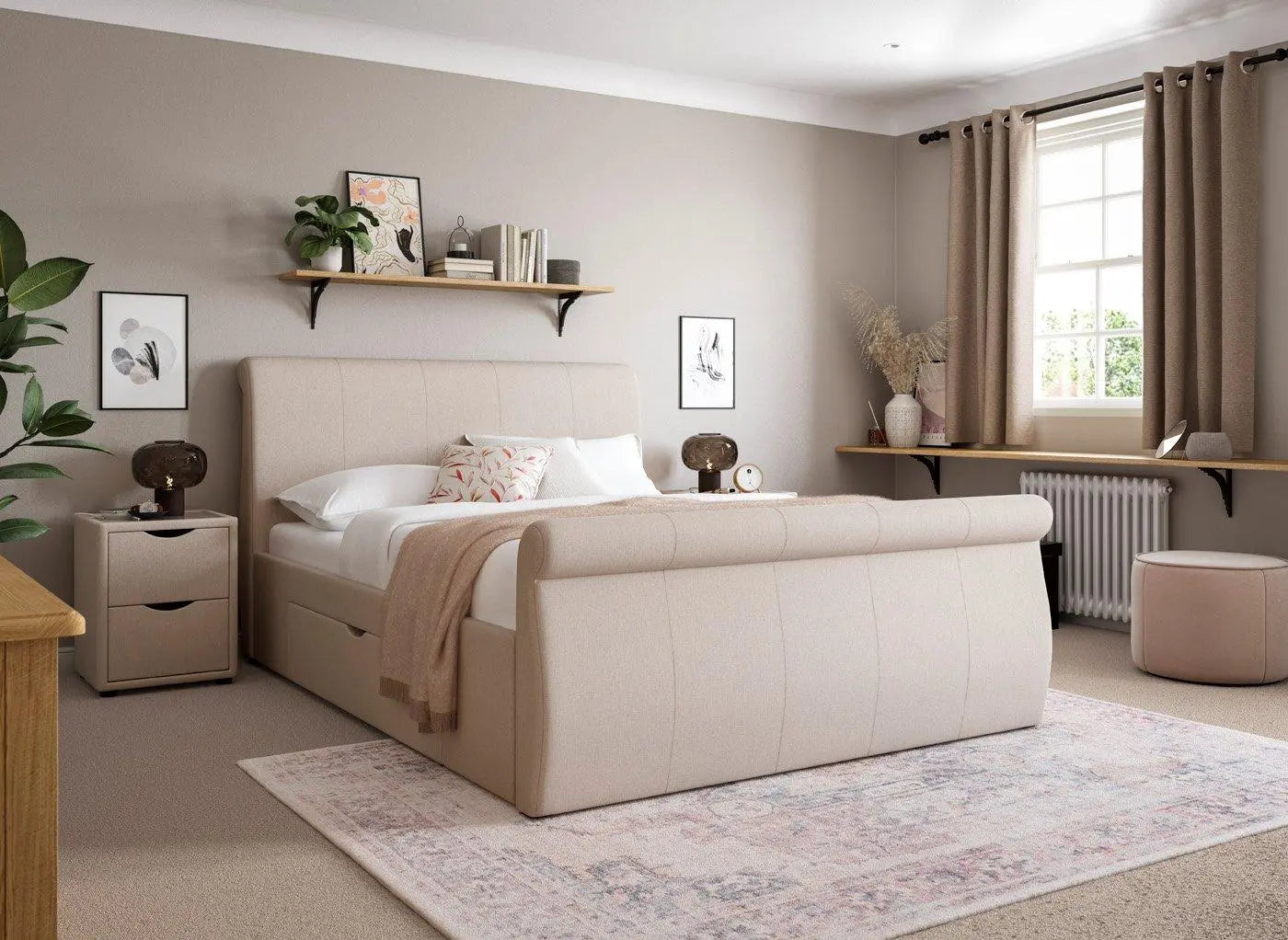 Lucia Upholstered Bed Frame - Cream Dreams