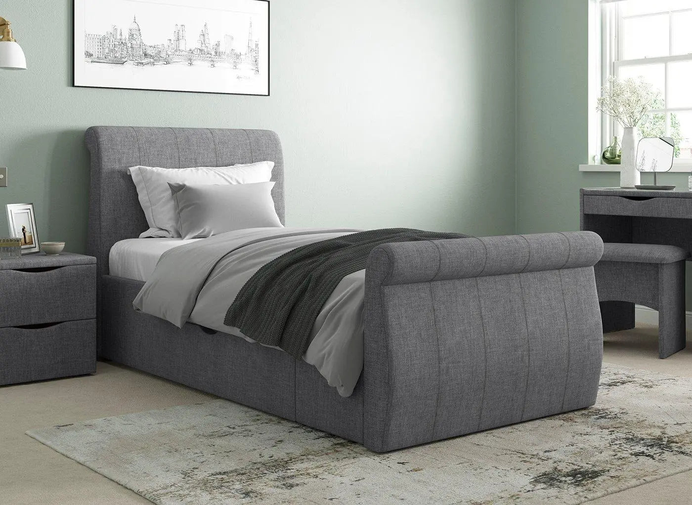 Lucia Upholstered Bed Frame - Grey Dreams