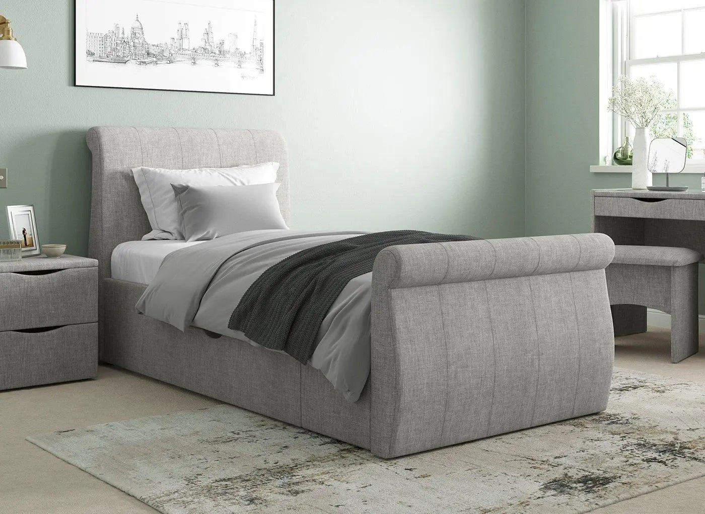 Lucia Upholstered Bed Frame - Silver Dreams
