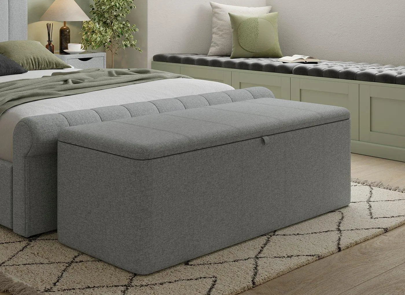 Lucia / Wilson / Sandy Upholstered Blanket Box - Grey Dreams