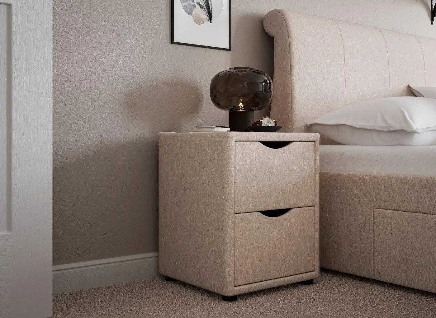 Lucia / Wilson Upholstered Bedside - Cream Dreams
