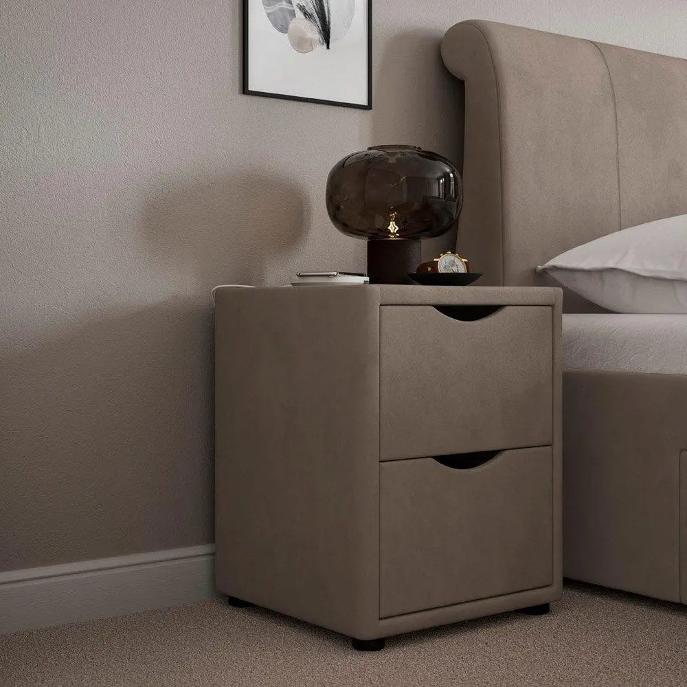 Lucia / Wilson Upholstered Bedside Table - Beige Dreams