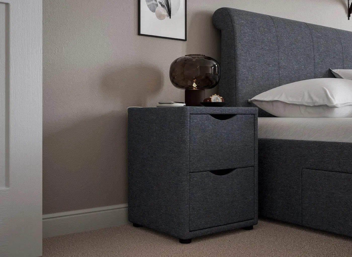 Lucia / Wilson Upholstered Bedside Table - Blue Dreams