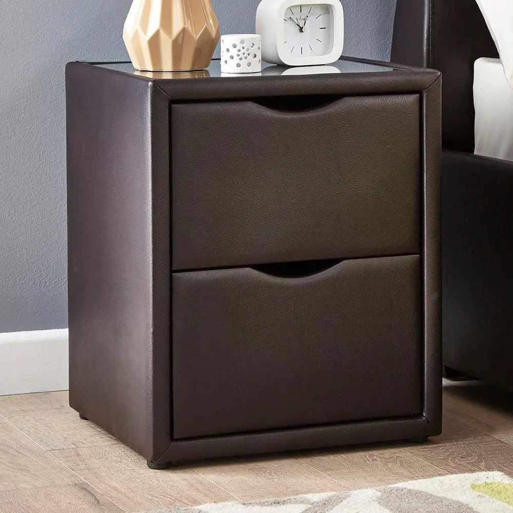 Lucia / Wilson Upholstered Bedside Table - Brown Dreams