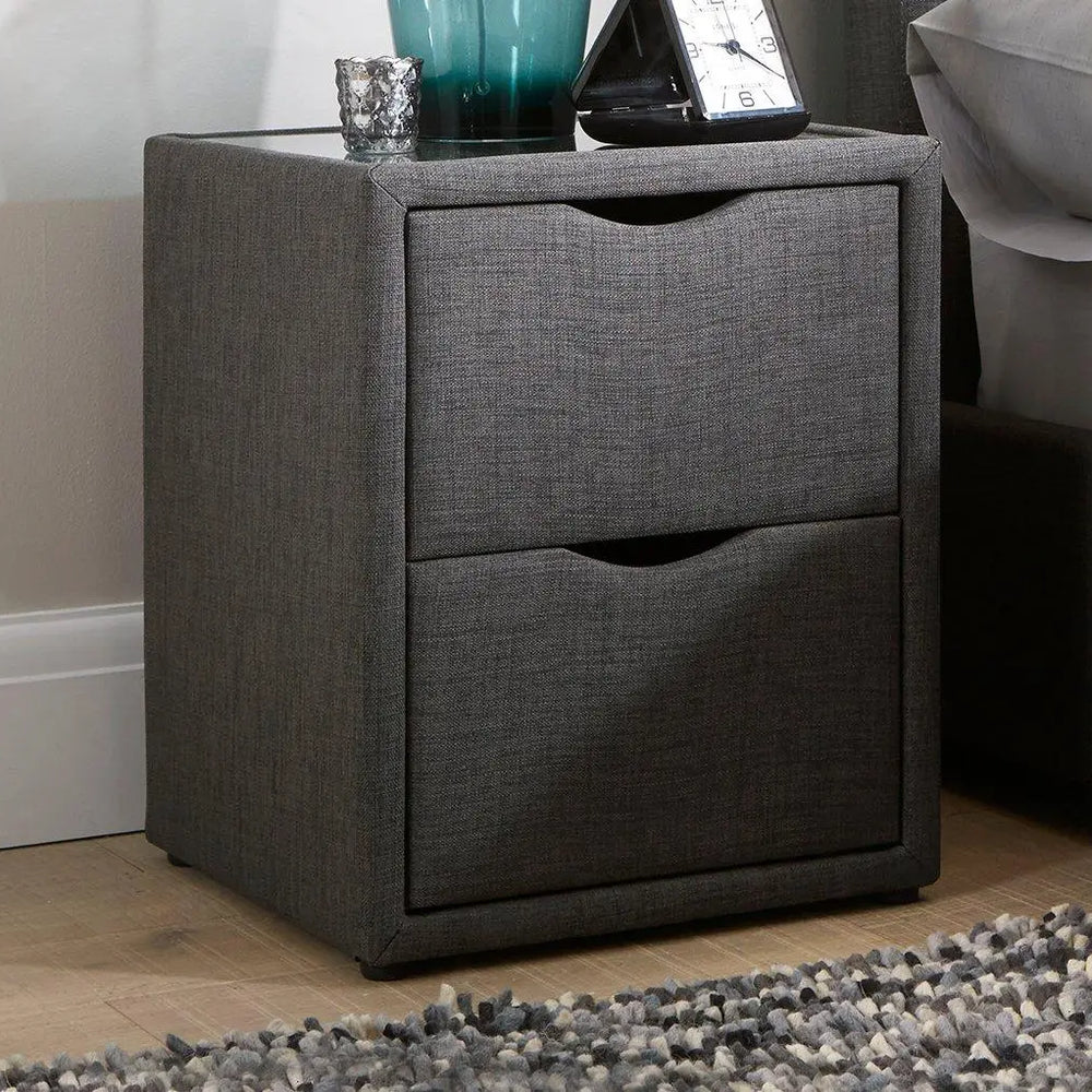 Lucia / Wilson Upholstered Bedside Table - Grey Dreams