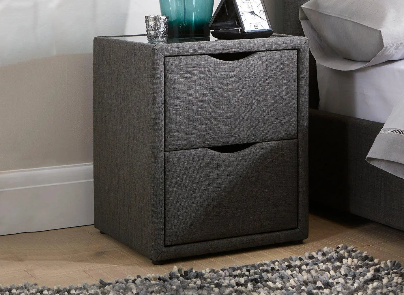 Lucia / Wilson Upholstered Bedside Table - Grey Dreams