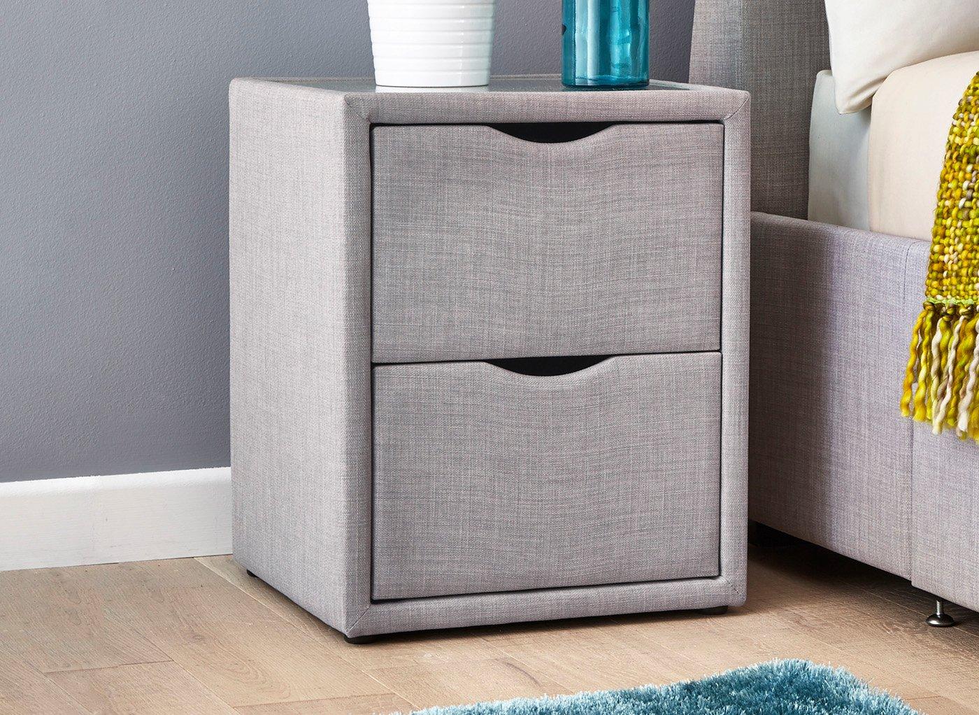 Lucia / Wilson Upholstered Bedside Table - Silver Dreams