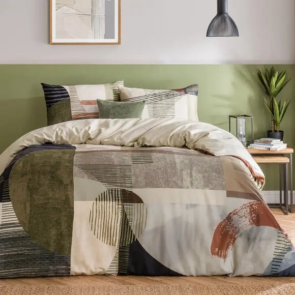 Lukas Geometric Cotton Duvet Cover & Pillowcase Set Dunelm