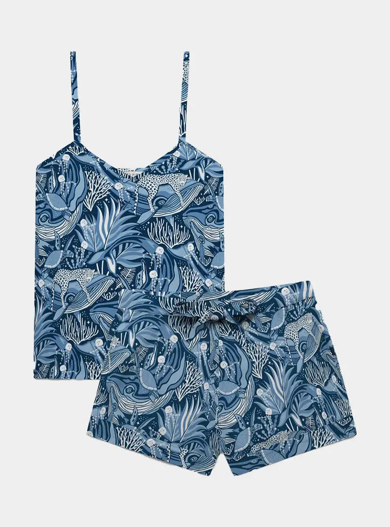 Lullaby of the Whales Women's Cami Organic Cotton Short Set Myza