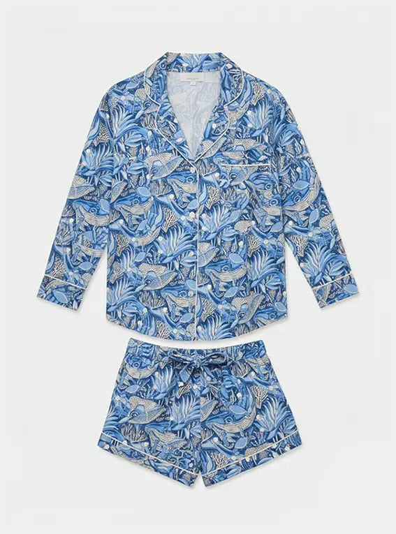 Lullaby of the Whales Women's Long Sleeve Organic Cotton Pyjama Short Set Myza