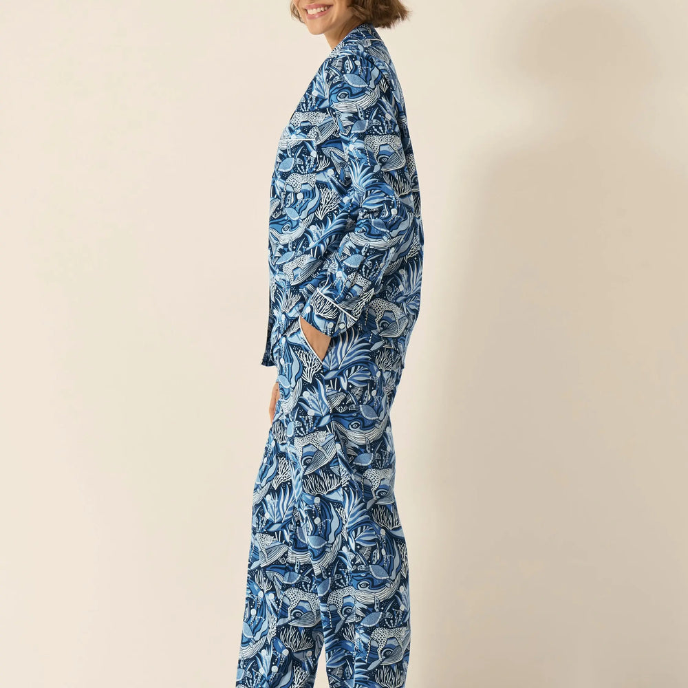 Lullaby of the Whales Women's Long Sleeve Organic Cotton Pyjama Trouser Set Myza