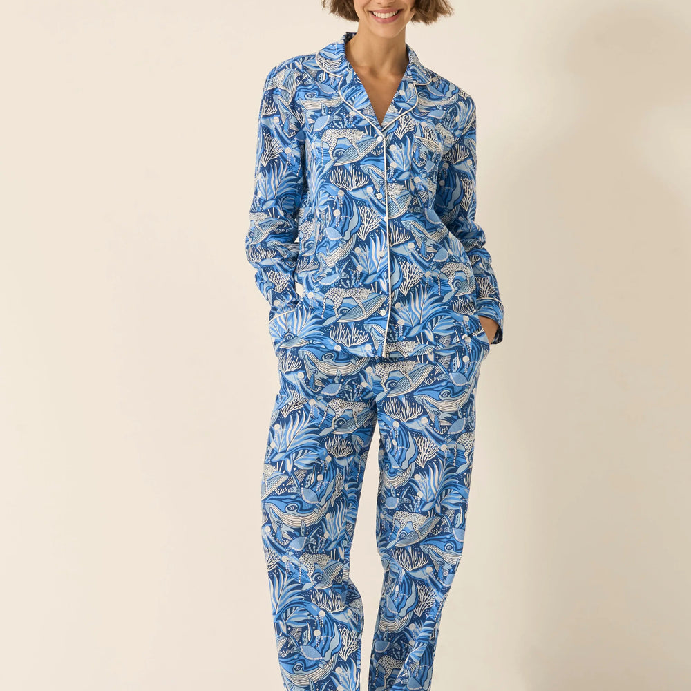 Lullaby of the Whales Women's Long Sleeve Organic Cotton Pyjama Trouser Set Myza