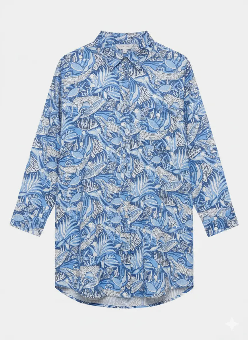 Lullaby of the Whales Women's Organic Cotton Nightshirt Myza