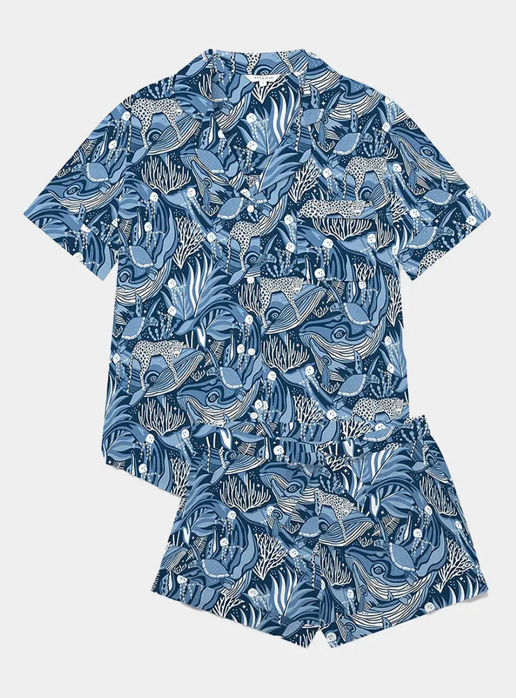 Lullaby of the Whales Women's Short Sleeve Organic Cotton Pyjama Short Set Myza