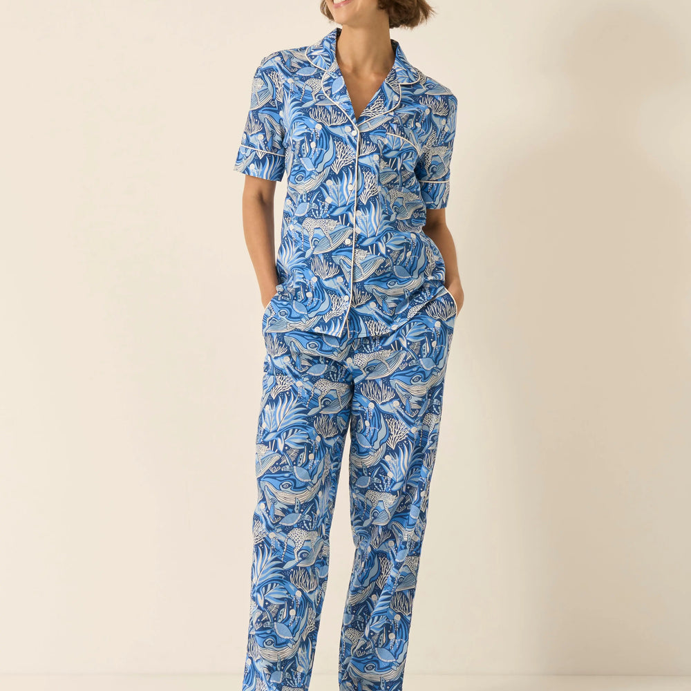 Lullaby of the Whales Women's Short Sleeve Organic Cotton Pyjama Trouser Set Myza