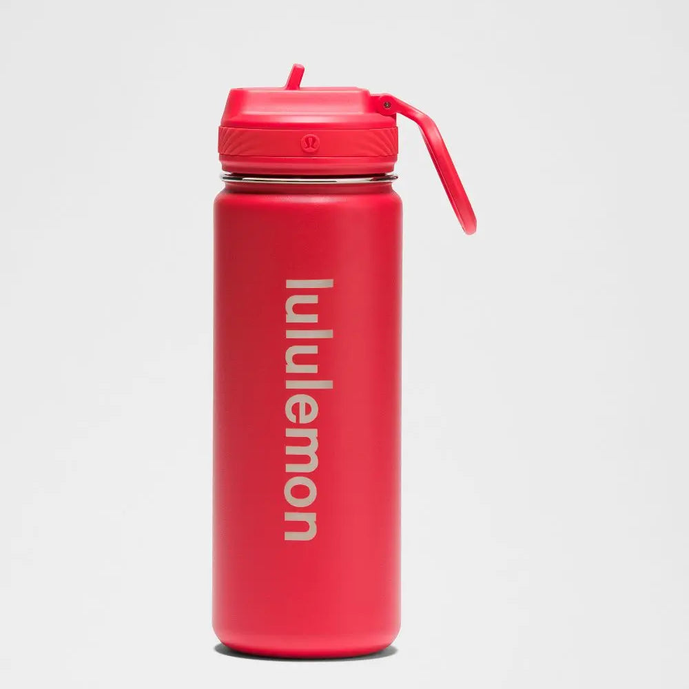 Lulu Red Back to Life Sport Bottle 18oz Straw Lid Lululemon