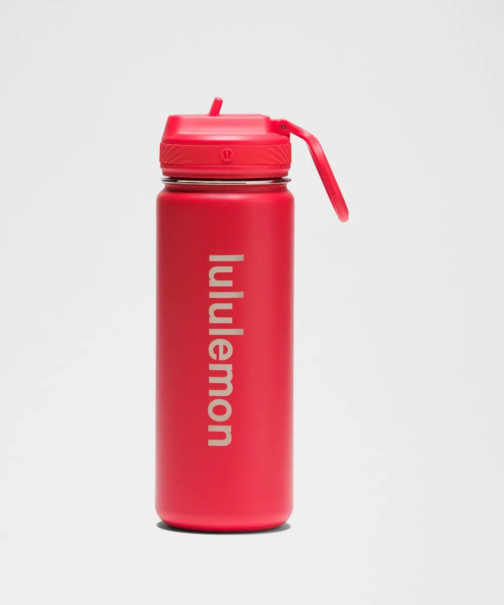Lulu Red Back to Life Sport Bottle 18oz Straw Lid Lululemon