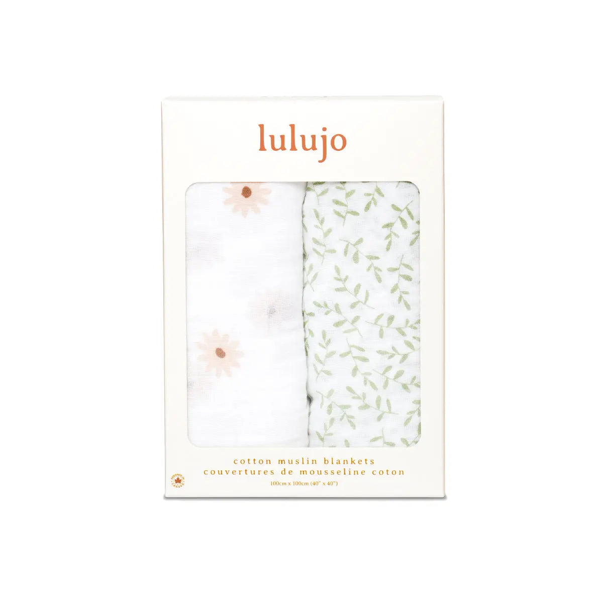 Lulujo - 2 Pack Cotton Swaddles - Daisy / Greenery (100cm x100cm) Lulujo