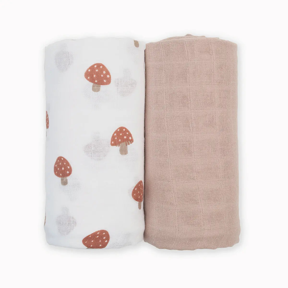 Lulujo - 2 Pack Cotton Swaddles - Mushrooms / Sand (100cm x100cm) Lulujo
