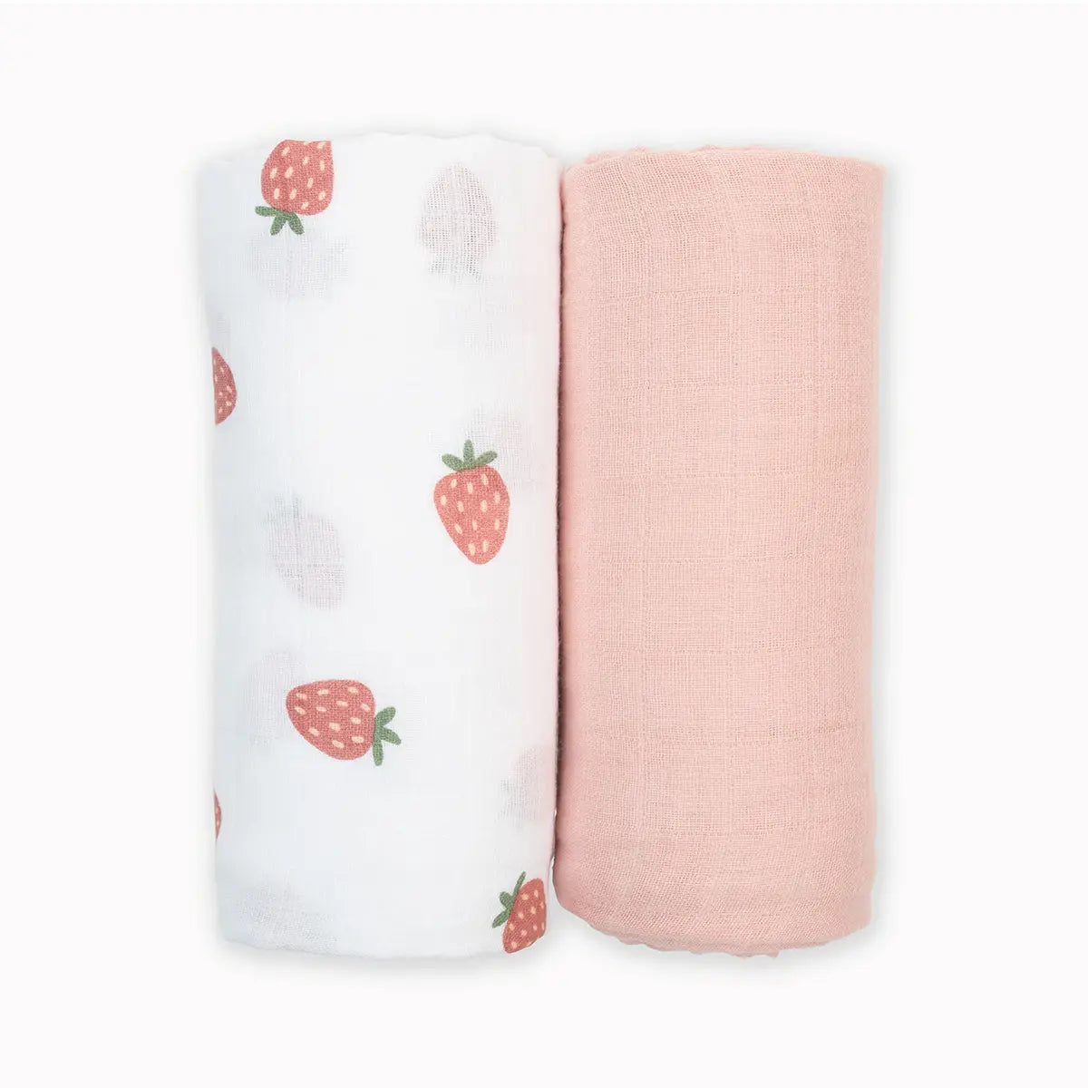 Lulujo - 2 Pack Cotton Swaddles - Strawberries / Pink (100cm x100cm) Lulujo