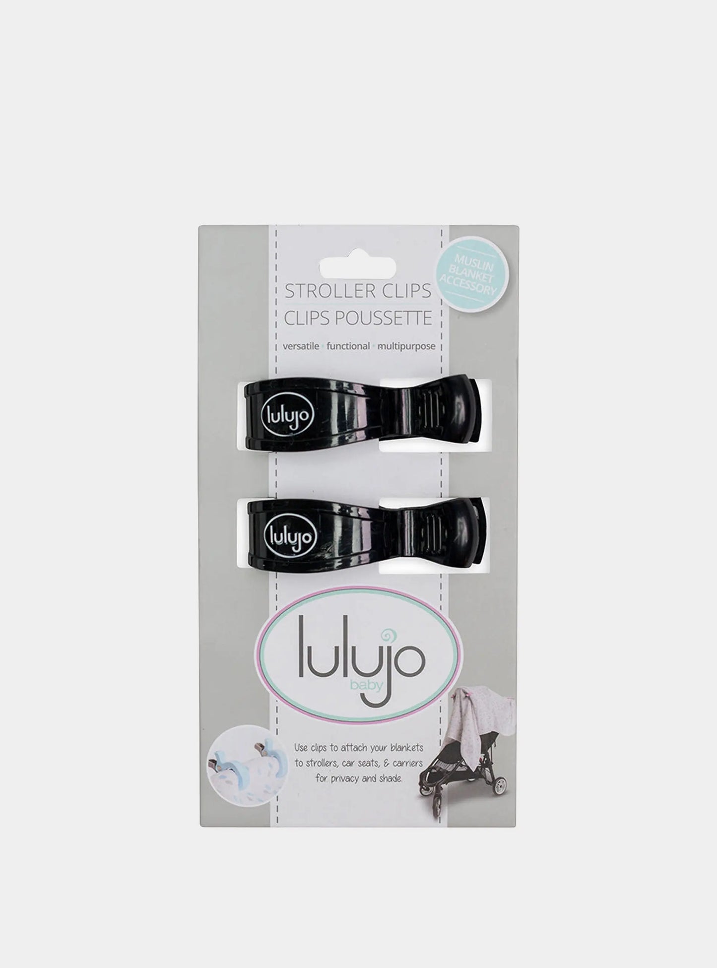 Lulujo - 2 Pack Stroller Clip - Black Lulujo