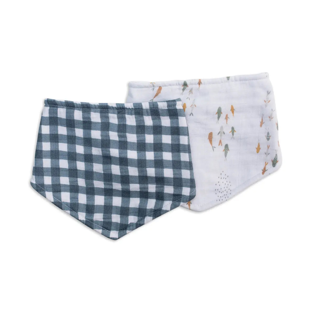 Lulujo - 2 pack Bandana Bib - Fish & Navy Gingham Lulujo