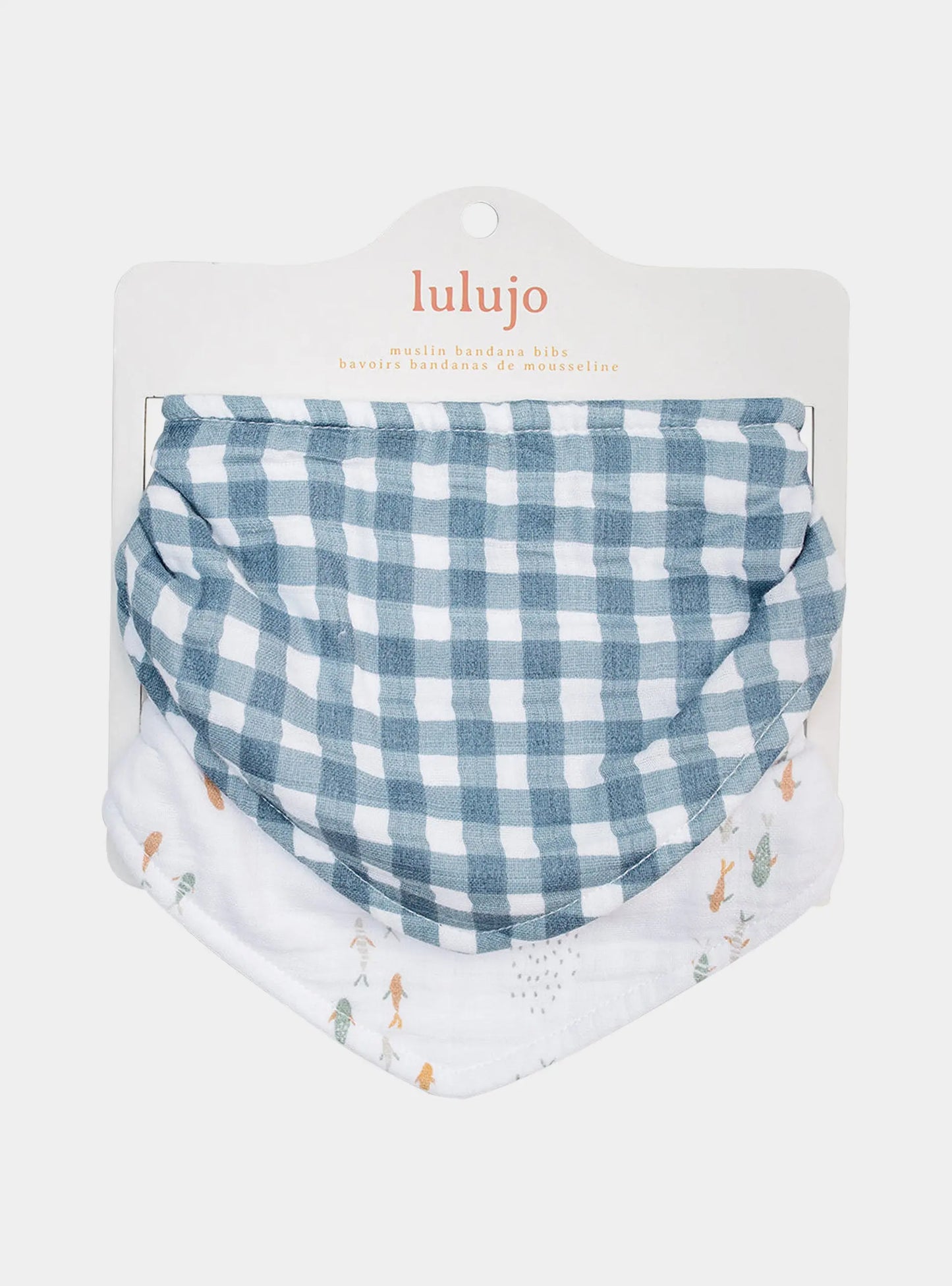 Lulujo - 2 pack Bandana Bib - Fish & Navy Gingham Lulujo