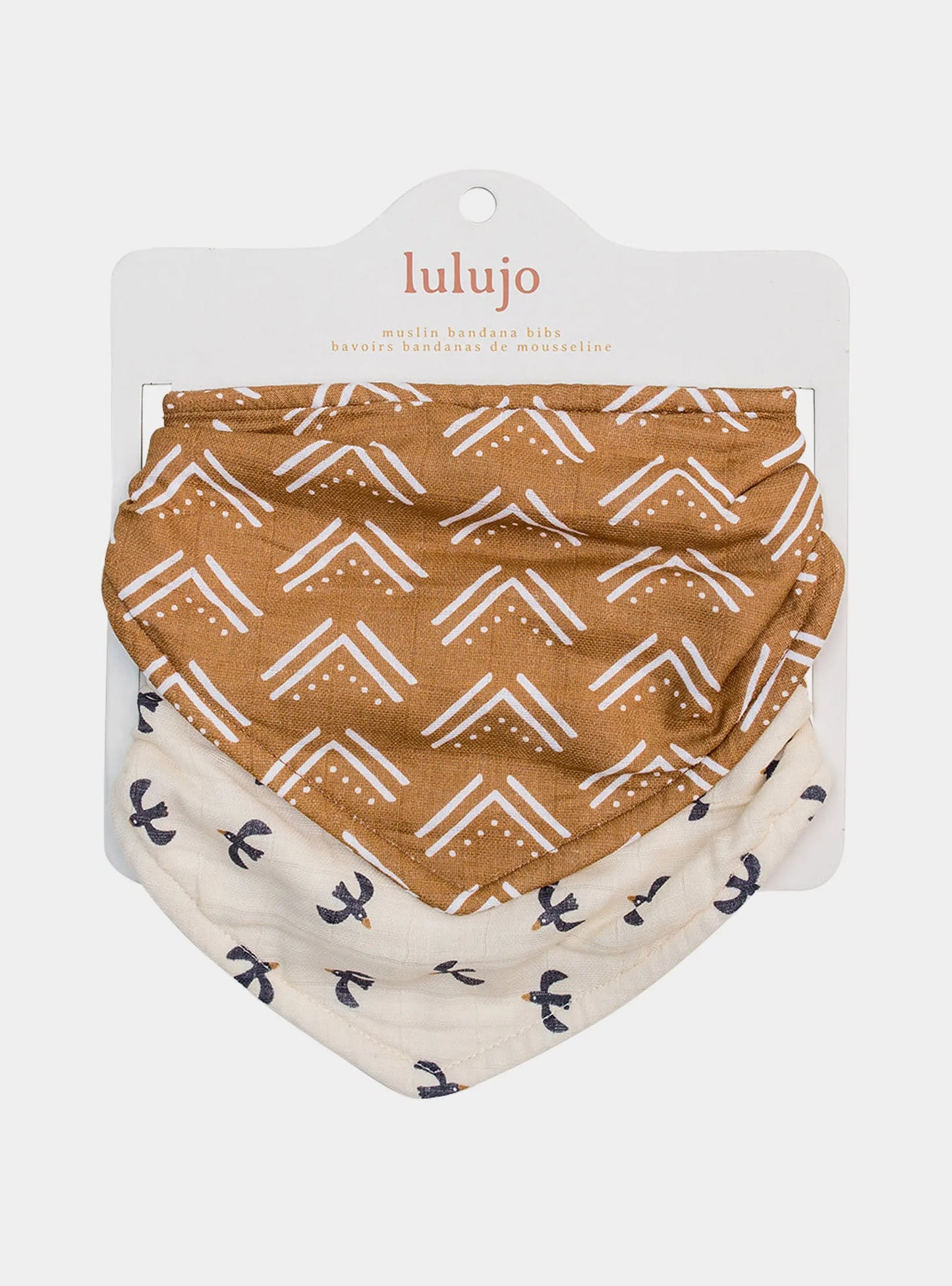 Lulujo - 2 pack Bandana Bib - Mudcloth & Black Bird Lulujo