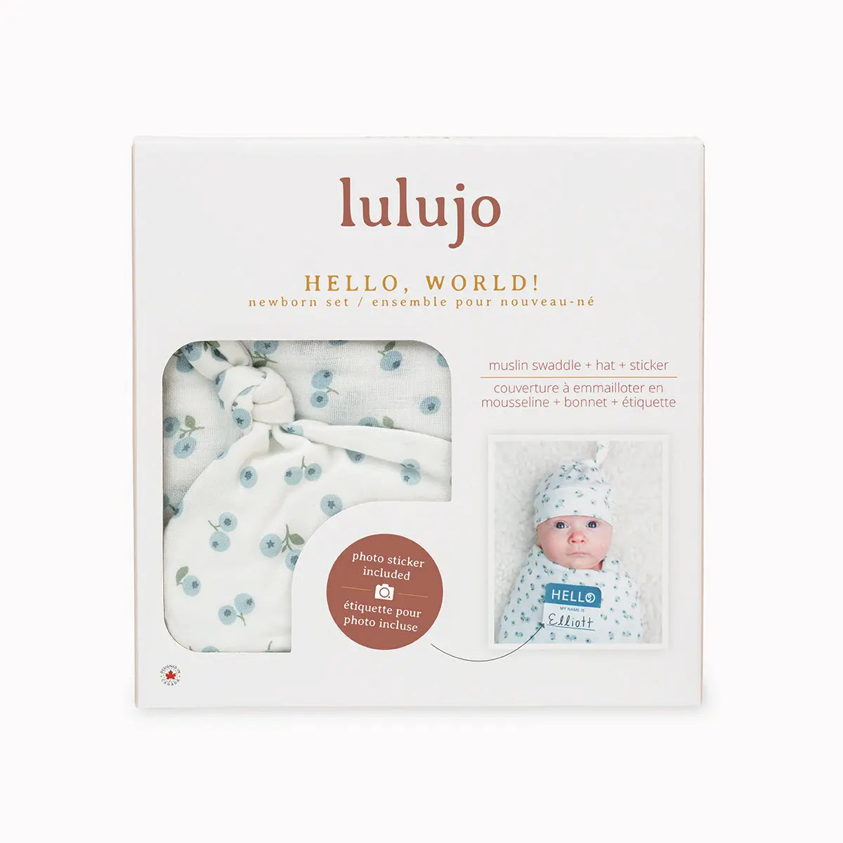 Lulujo - Bamboo Hat and Swaddle Blanket Gift Set - Blueberries Lulujo