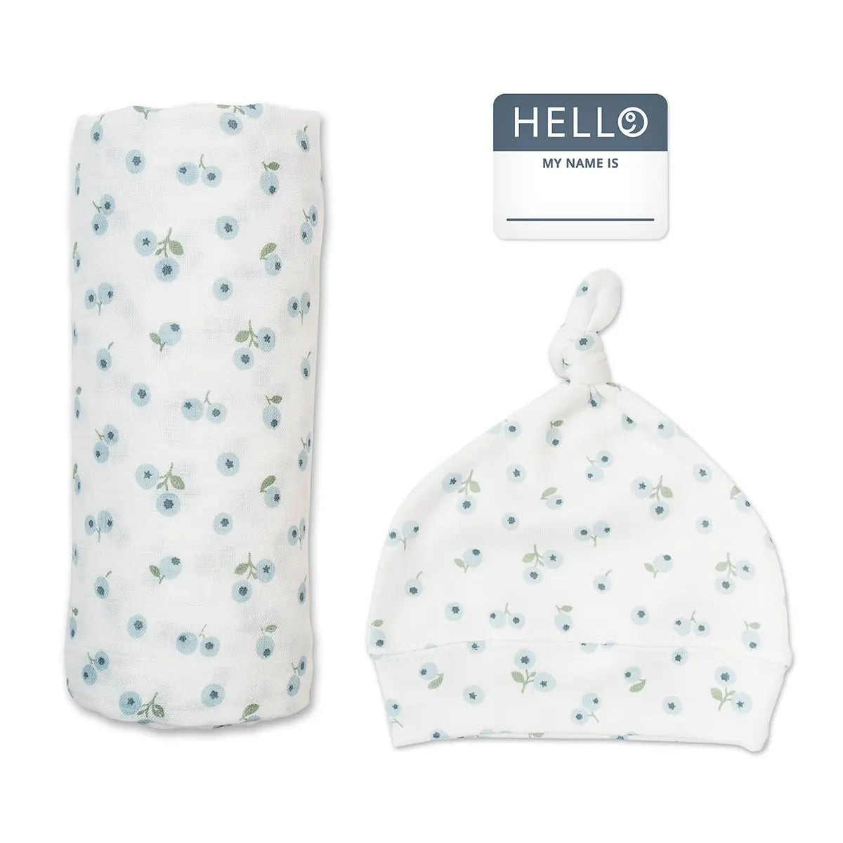 Lulujo - Bamboo Hat and Swaddle Blanket Gift Set - Blueberries Lulujo