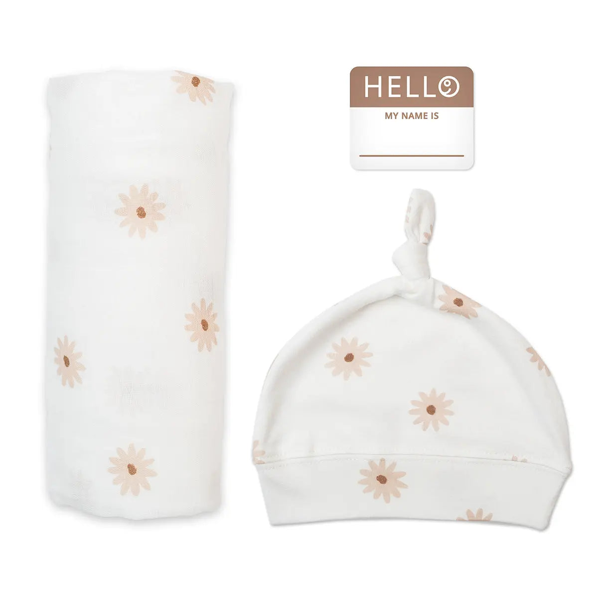 Lulujo - Bamboo Hat and Swaddle Blanket Gift Set - Daisies Lulujo