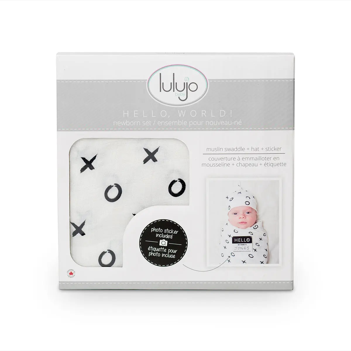 Lulujo - Bamboo Hat and Swaddle Blanket Gift Set - Hugs & Kisses Lulujo