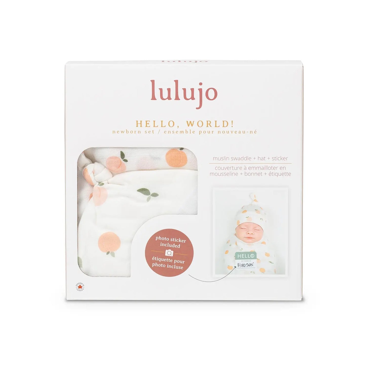 Lulujo - Bamboo Hat and Swaddle Blanket Gift Set - Peaches Lulujo