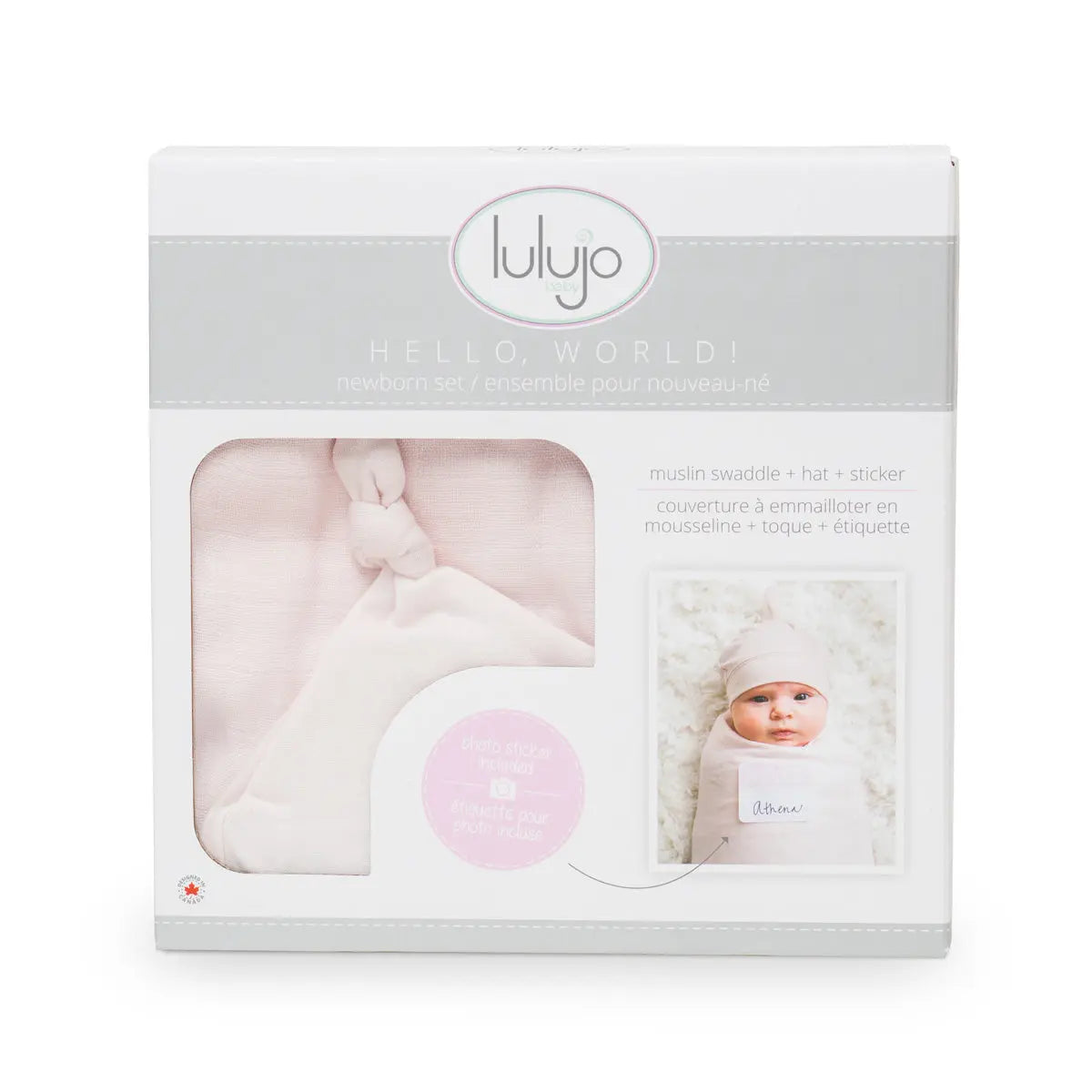Lulujo - Bamboo Hat and Swaddle Blanket Gift Set - Pink Lulujo