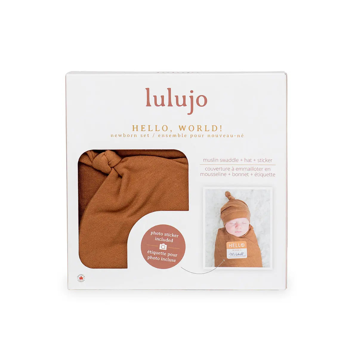 Lulujo - Bamboo Hat and Swaddle Blanket Gift Set - Tan Lulujo